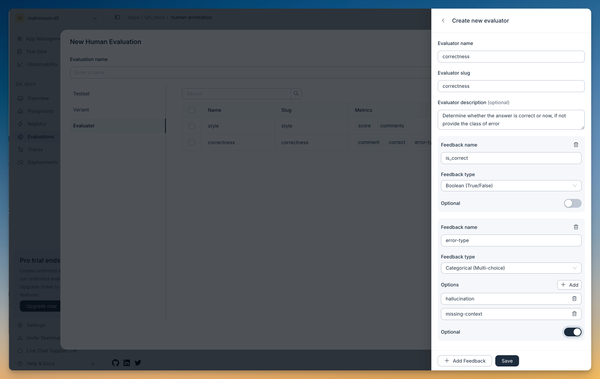 Creating evaluators for human evaluation