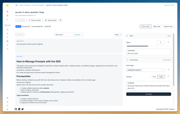 Human evaluation interface