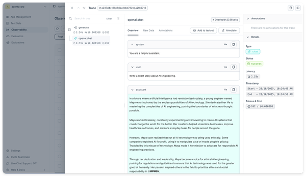 OpenTelemetry traces in Agenta