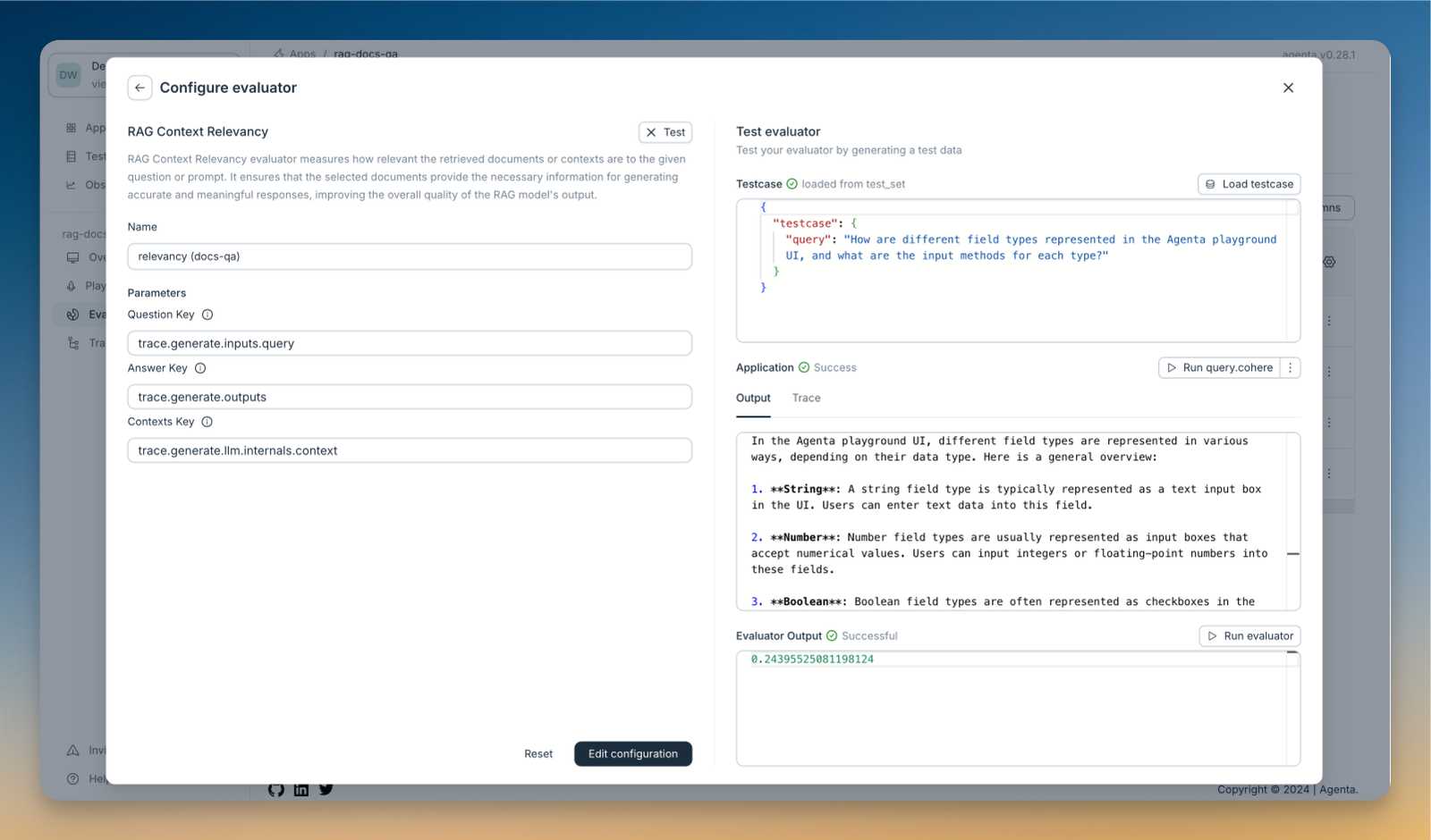 RAG Q&A over Documentation | Agenta Documentation